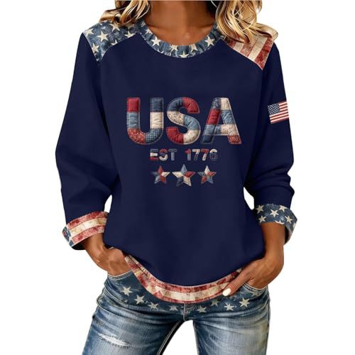 Women's USA Flag Star Print Sweatshirt