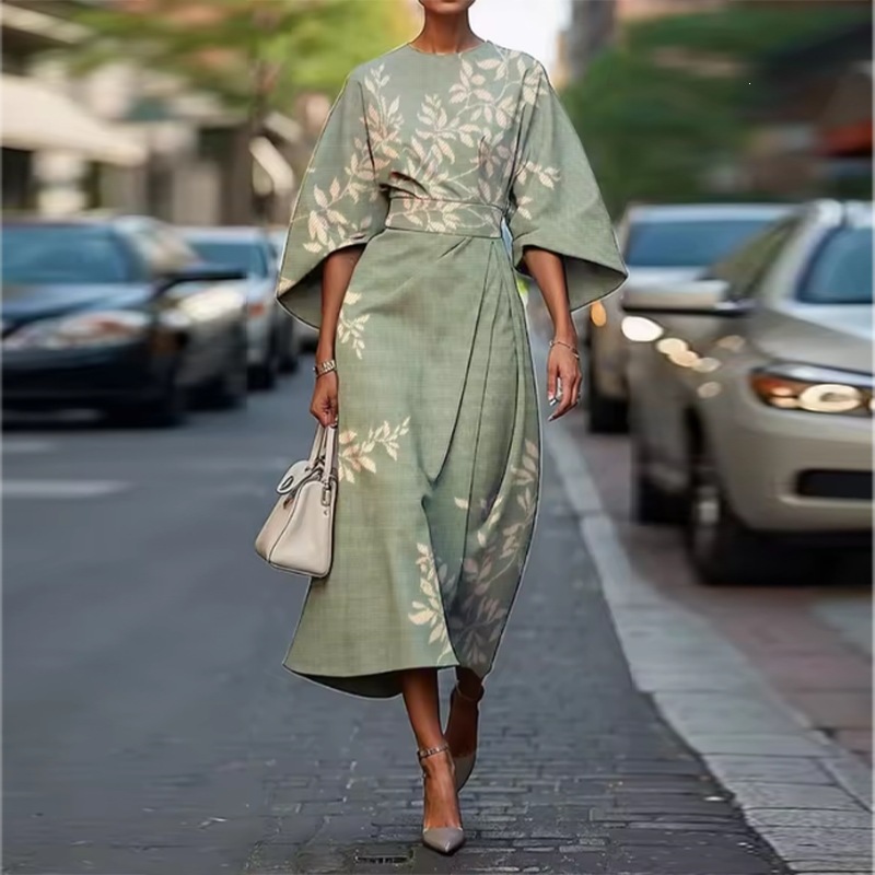 Floral Print Loose A-Line Midi Dress