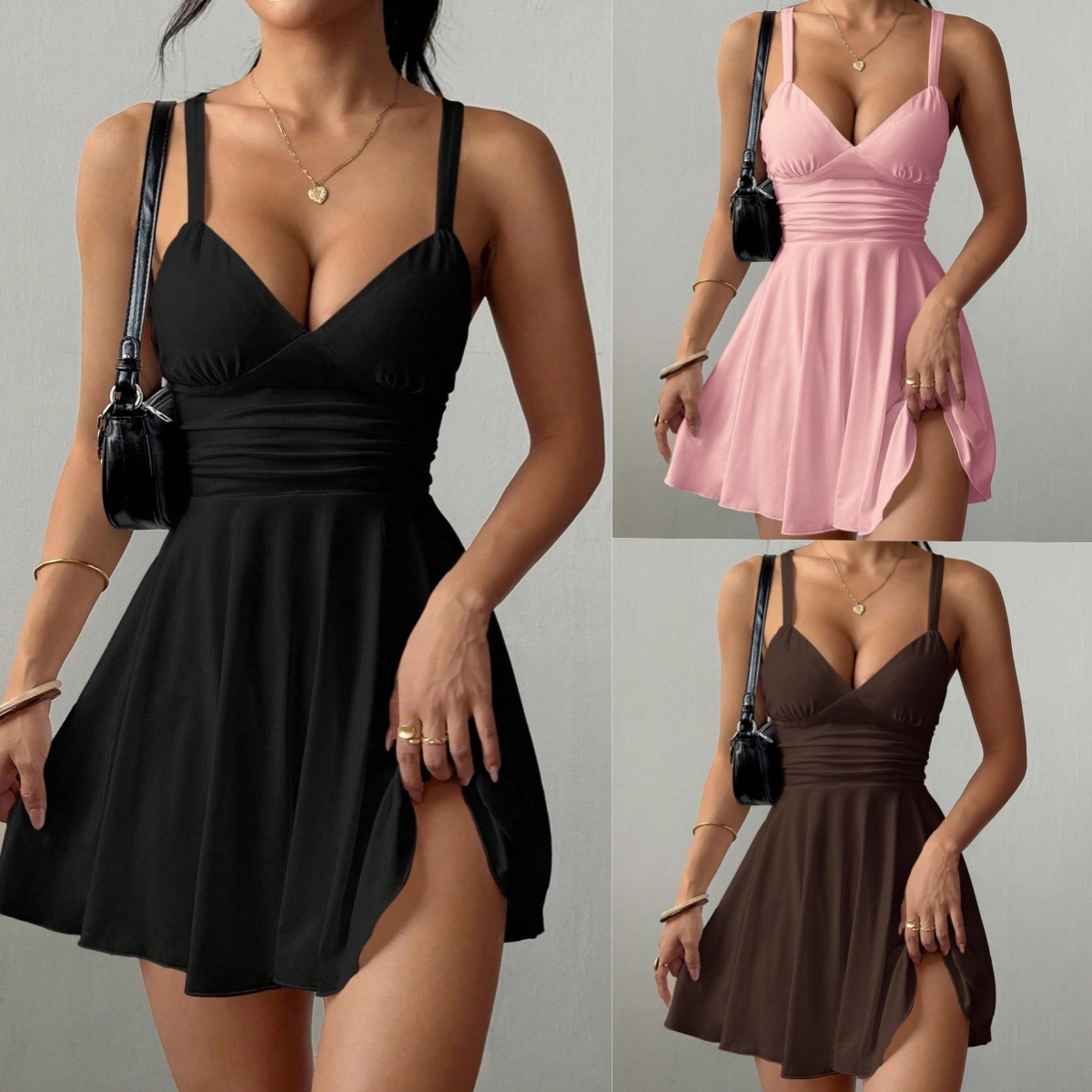 Women's V-Neck Sleeveless Bodycon Mini Dress