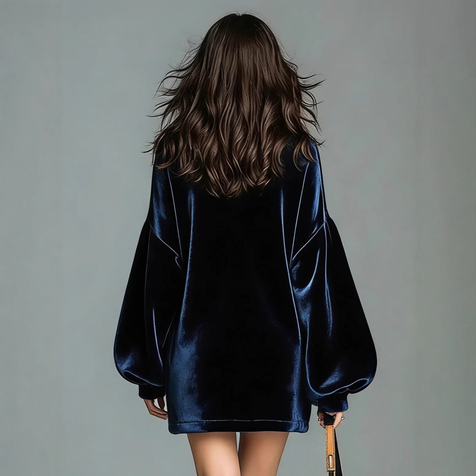 Solid Color Spliced Sweatshirt Dress Half Turtleneck Long Sleeve Mini