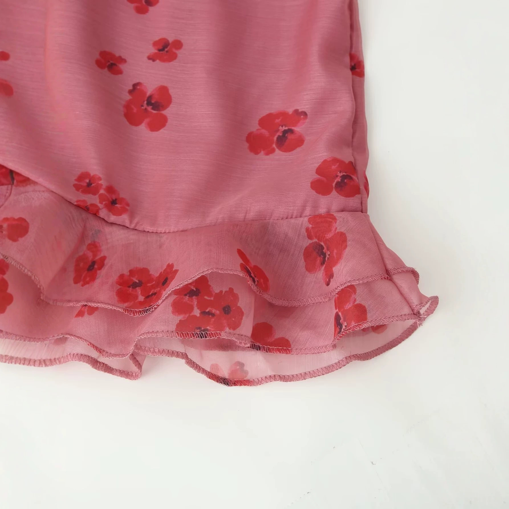 Elegant Floral Print Ruffle Chiffon Dress