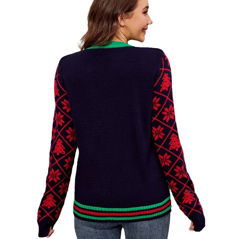 Sequin Embroidered Jacquard Christmas Sweater