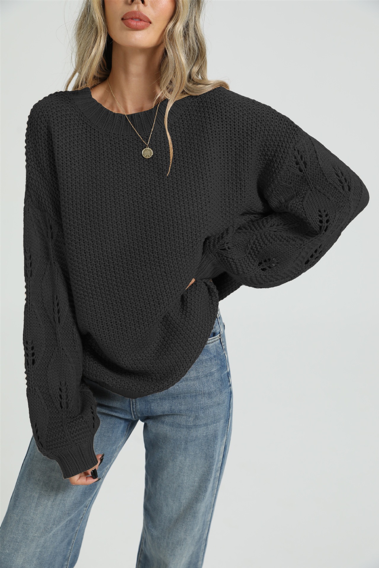Women's Casual Loose Knit Pullover Sweater