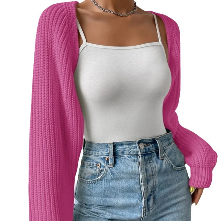 Ribbed Knit Open-Front Cardigan Sweater for Women