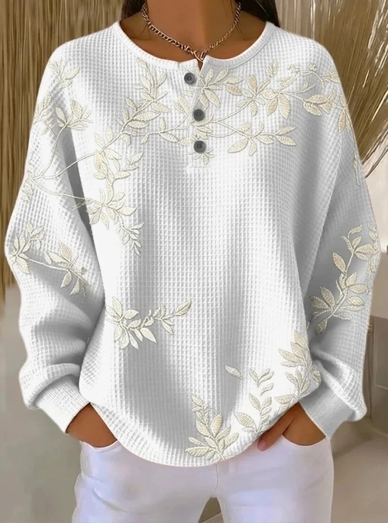 Women's Vintage Floral Print Button Sweatshirt