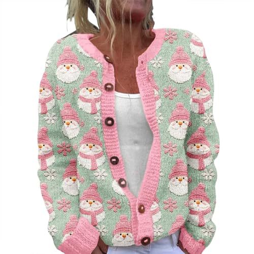 Women's Cartoon Forest Maple Leaf Print Button Cardigan Sweater