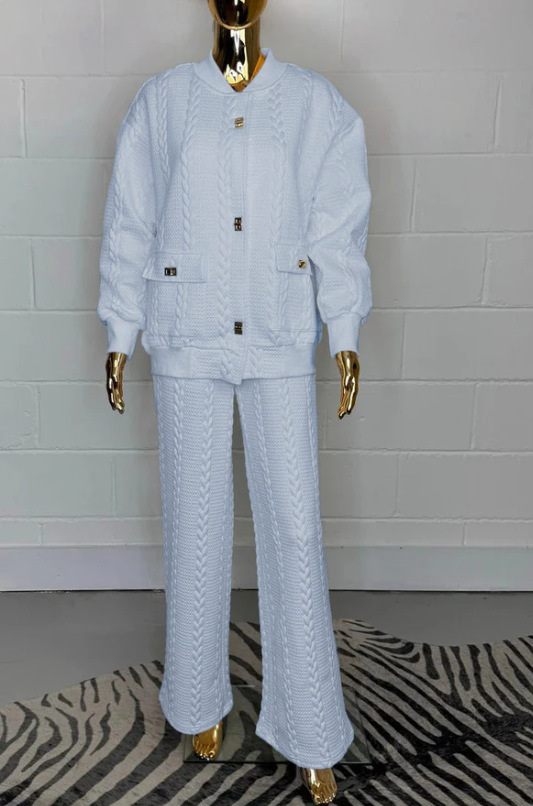 Women's Solid Color Button Pocket Two-Piece Set
