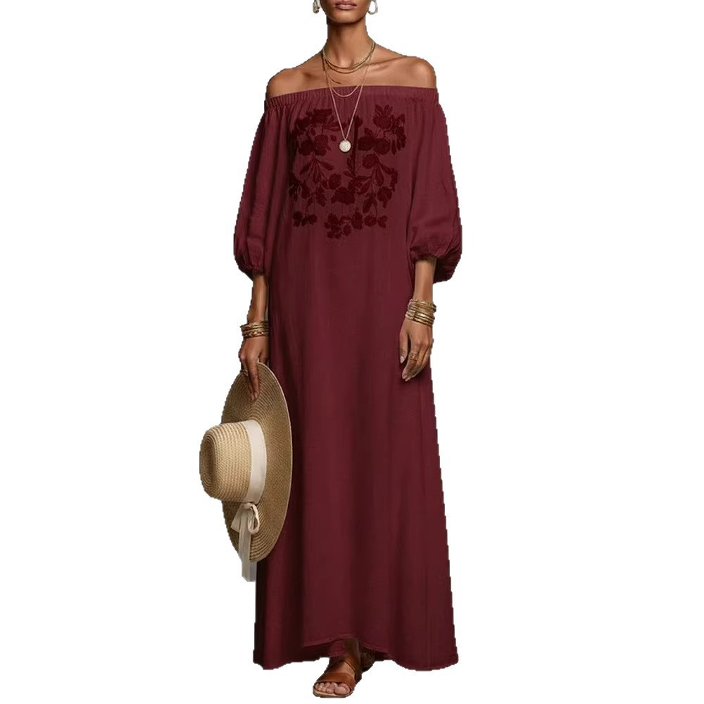 Floral Off-Shoulder A-Line Maxi Dress