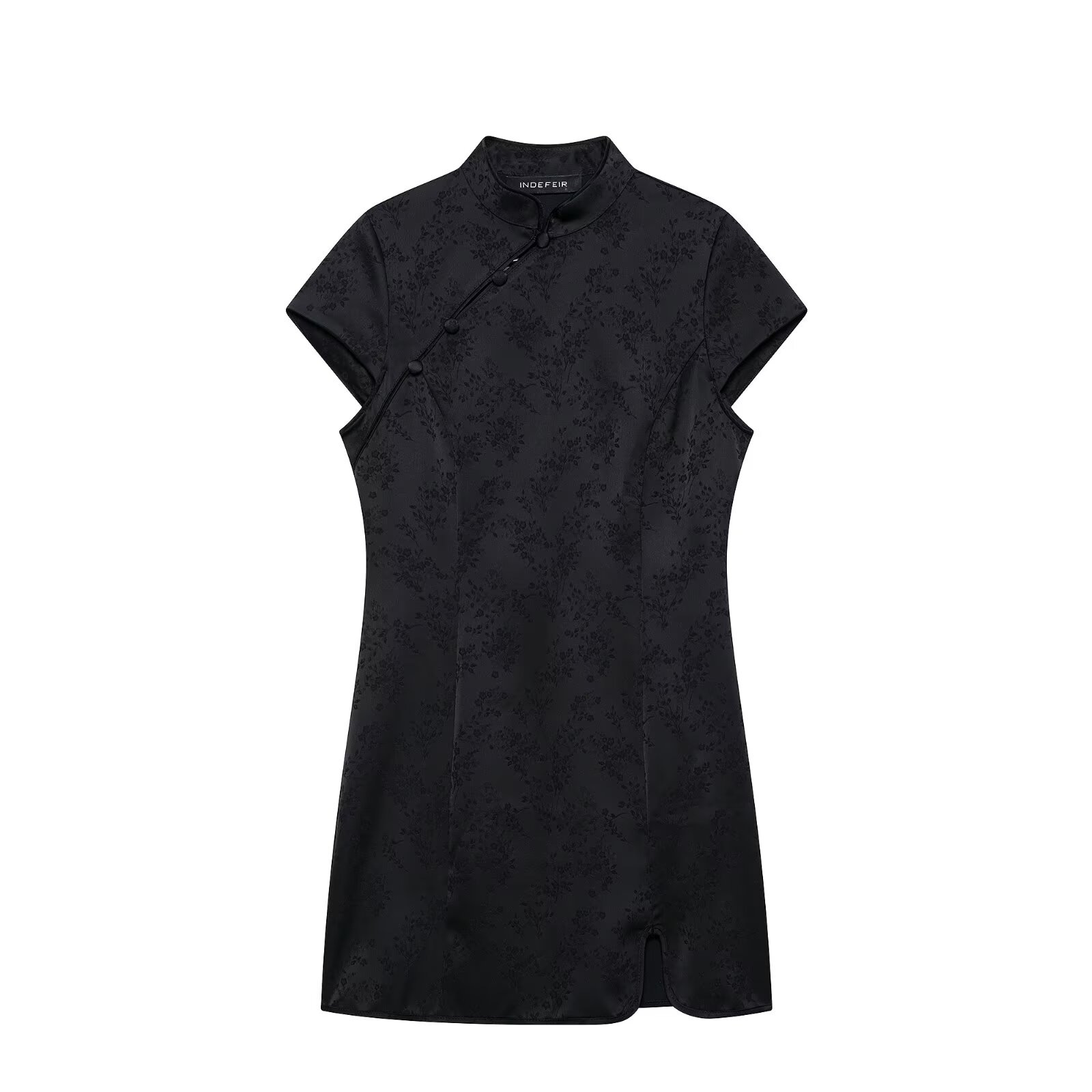 New Chinese Style Stand Collar Button-Front Dress