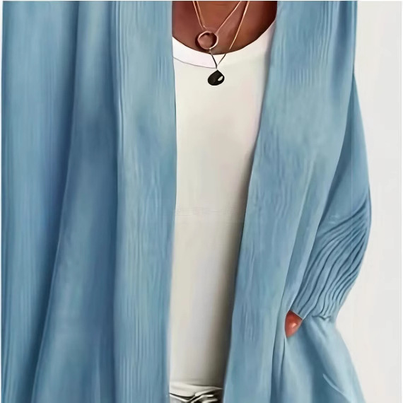Plus Size Women's Knit Open-Front Cardigan with Pockets