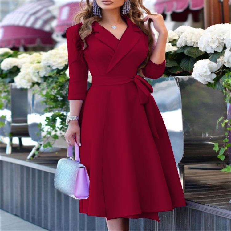 V-Neck Tie-Waist Floral Midi Dress