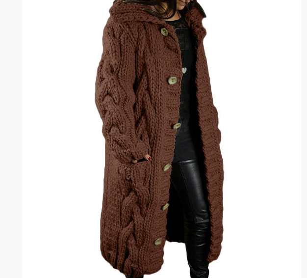 Women's Plus Size Open-Front Cardigan Sweater Long Knit Coat with Pockets