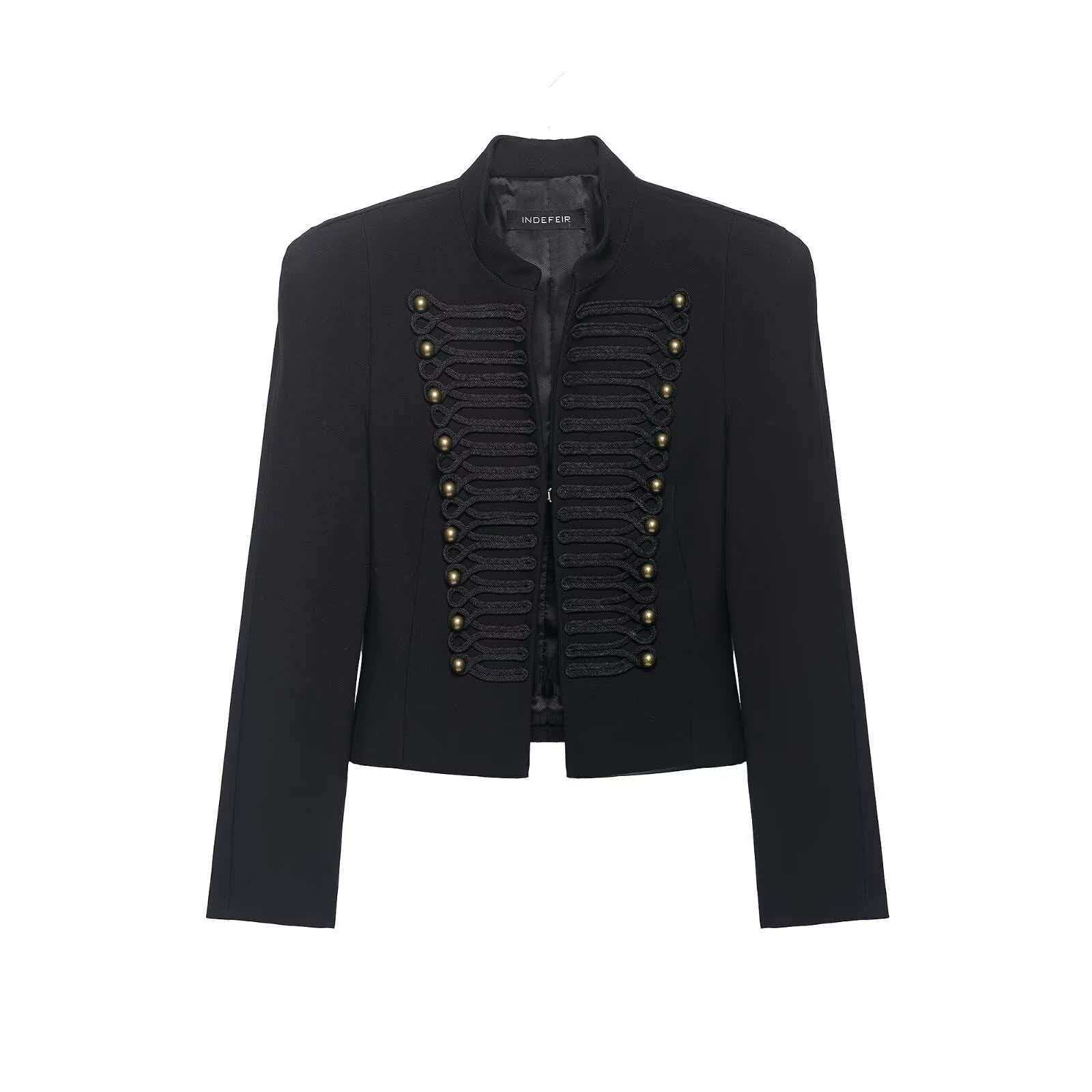 Women's Stand Collar Spliced Button Jacket