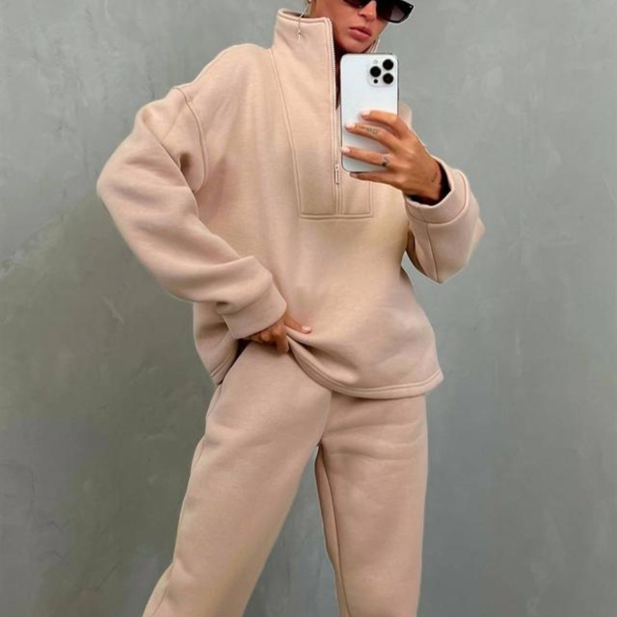 Women's Long Sleeve Stand Collar Zip Two-Piece Tracksuit Set