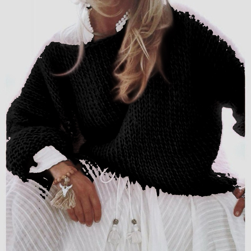 Faux Mohair Pullover Sweater Women's Crewneck Long Sleeve Solid Color Knit Top