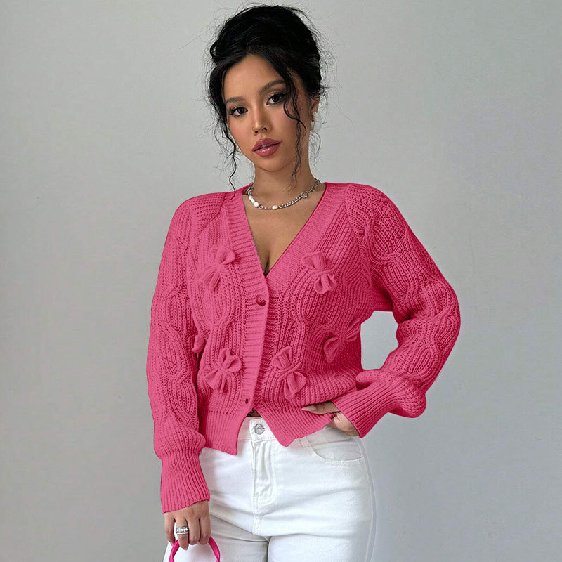 Women's Bow Knit Cardigan Sweater Coat