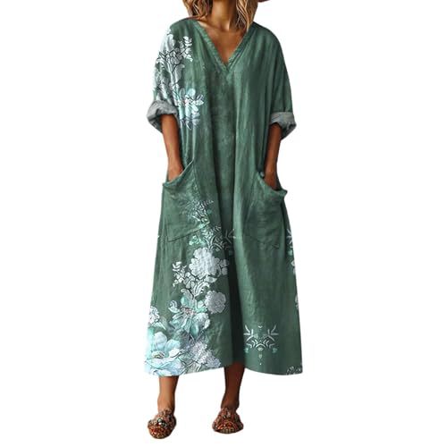 Women's V-Neck Boho A-Line Midi Dress
