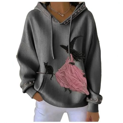 Halloween Witch 3D Print Women's Sweatshirt Casual Loose Pullover