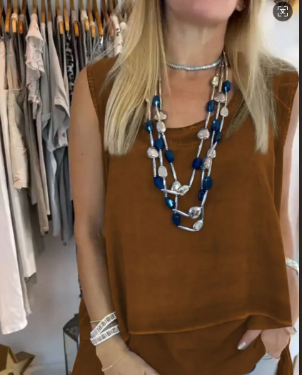 Solid Sleeveless Top and Patterned Pants Set Casual Two-Piece
