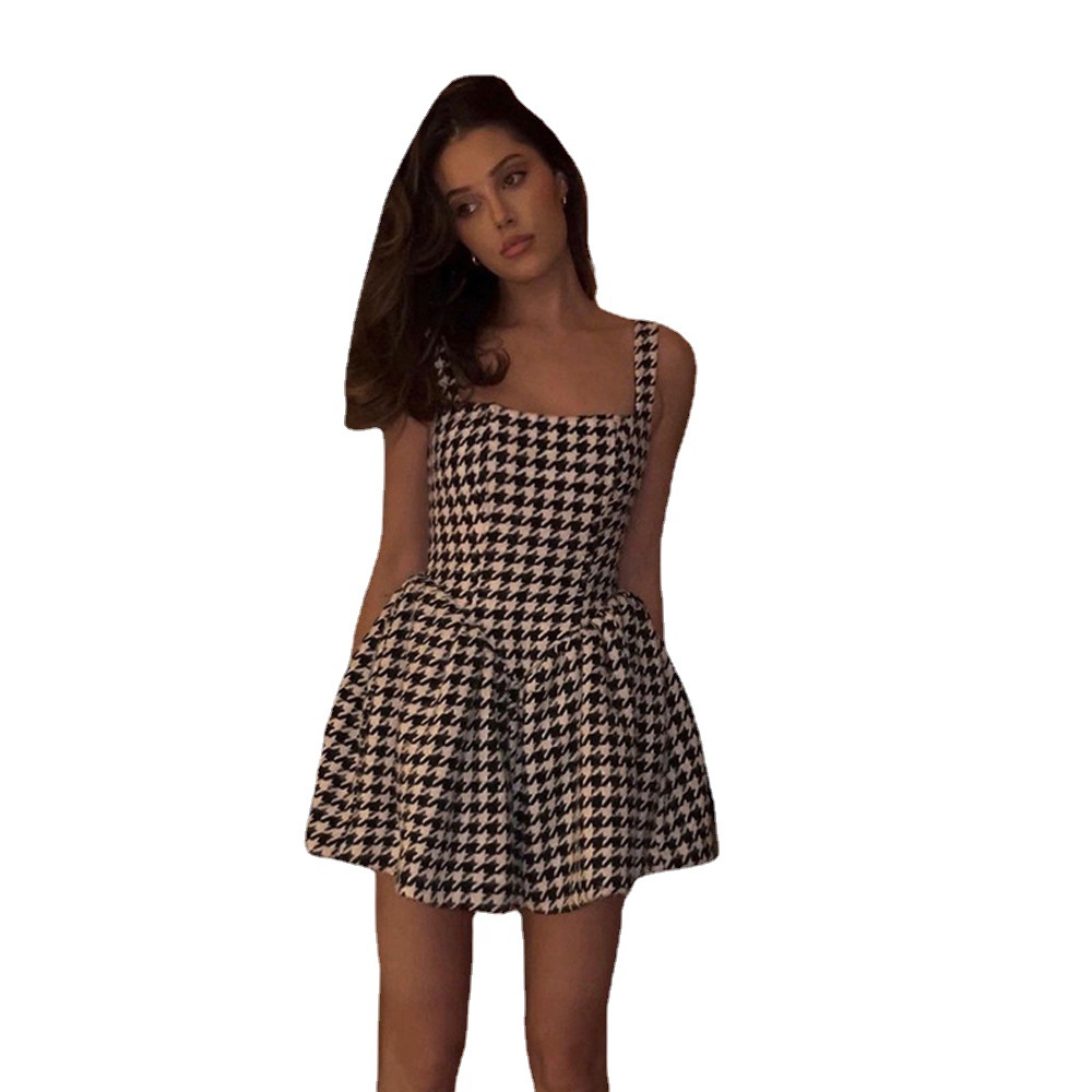 Women's Houndstooth Sleeveless Slip Dress