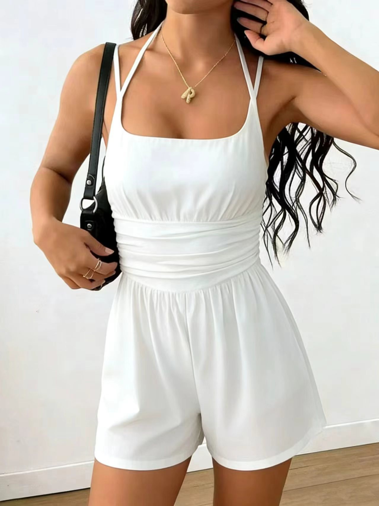 Women's Sleeveless Wide-Leg Romper Shorts Casual Vacation Jumpsuit