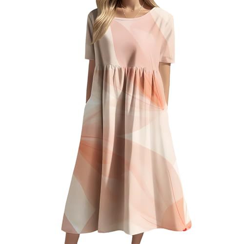 Women's Floral Print Ruched Midi Dress Short Sleeve Crew Neck