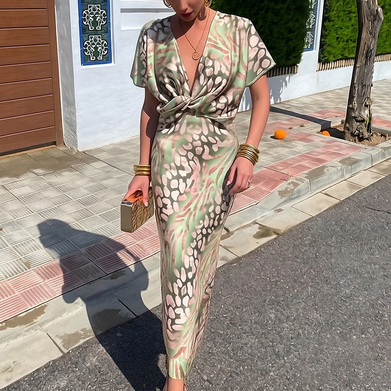 Women's Beach Vacation Bodycon Floral Print Long Dress