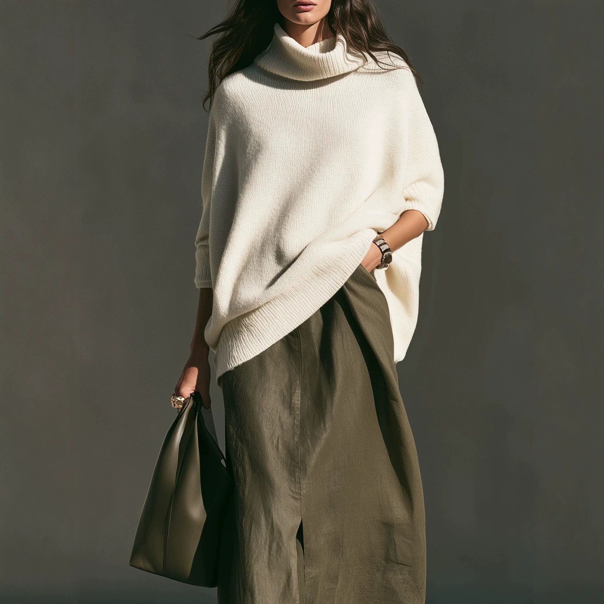 Women's Crewneck Sweater Loose Slouchy Knit Pullover