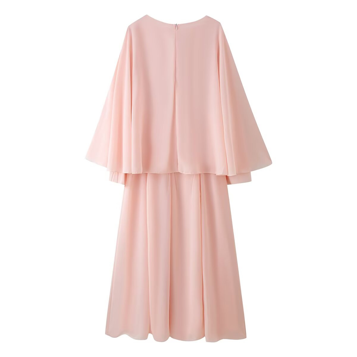 Elegant Flare-Sleeve Paneled Midi Dress