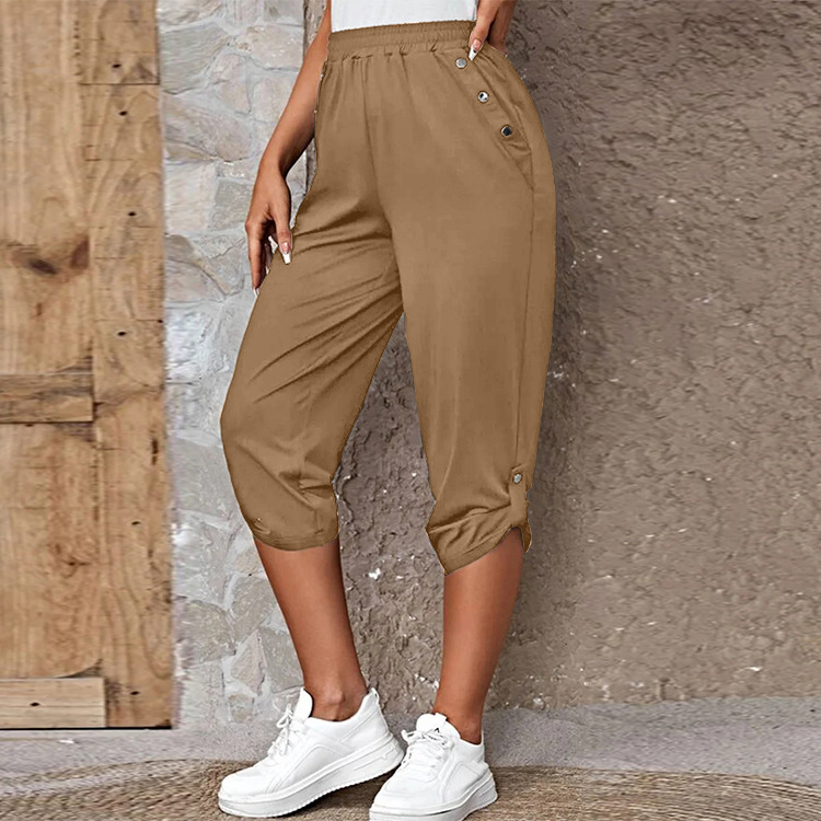 Women's Casual Capri Pants with Elastic Waist