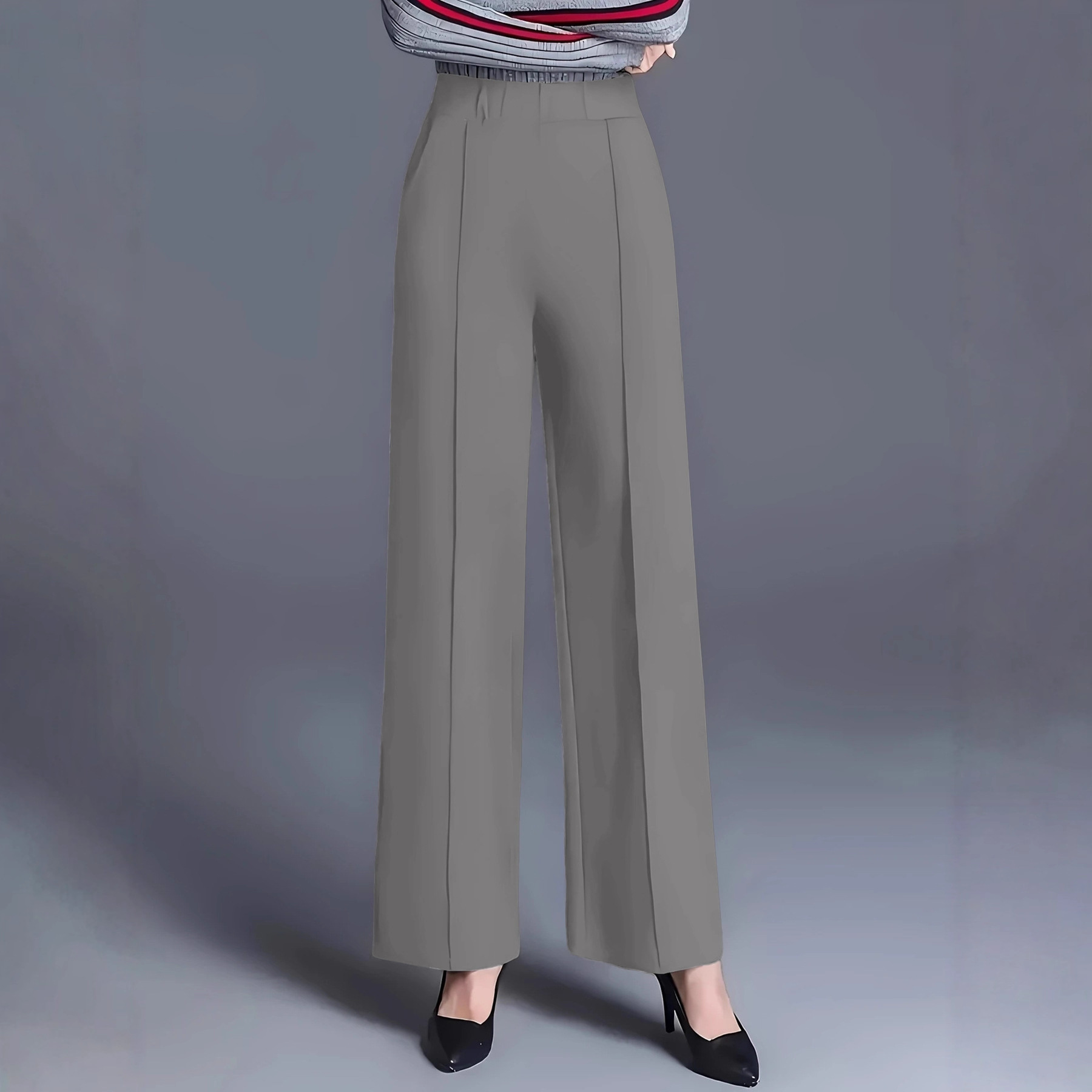Women's High-Waist Wide-Leg Casual Pants Solid Color Loose Slimming