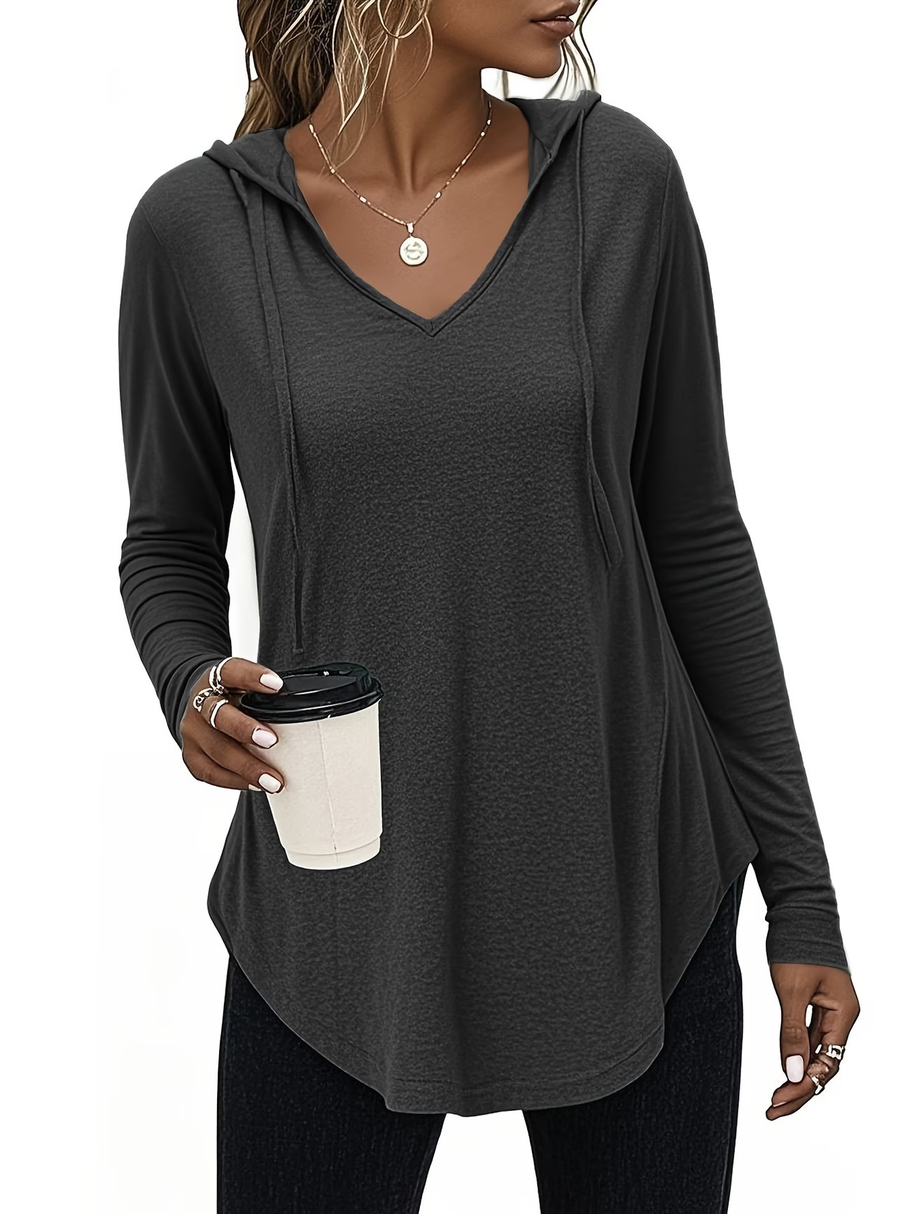 Women's Hooded Long-Sleeve Sweatshirt Top