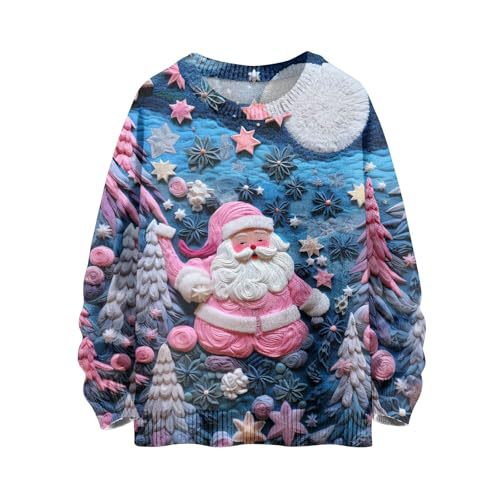 Women's Christmas House Reindeer Print Crewneck Sweatshirt