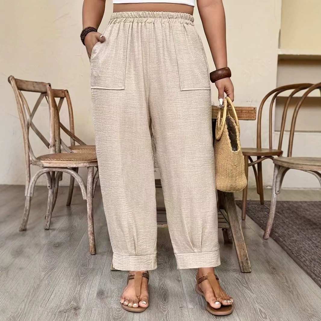 Women's Casual Loose Carrot Pants Plus Size Solid Color