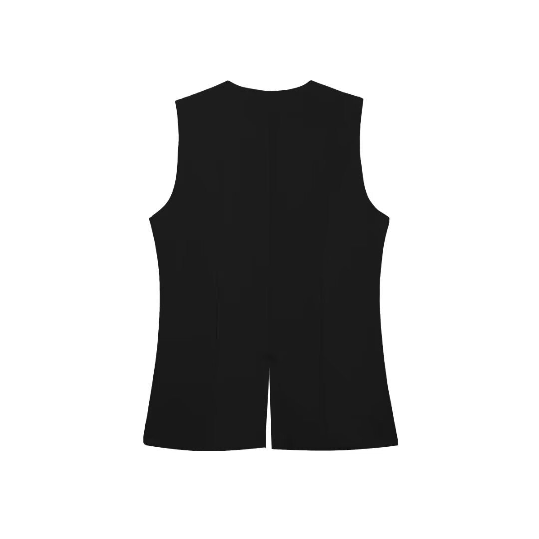 Sleeveless Blazer Vest and High-Waist Shorts Set