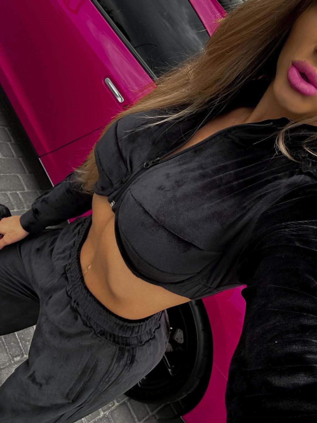 Colorblock Velvet Crop Top & Wide-Leg Pants Set