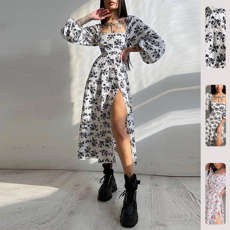Women's Printed Open-Back Tie Long Dress
