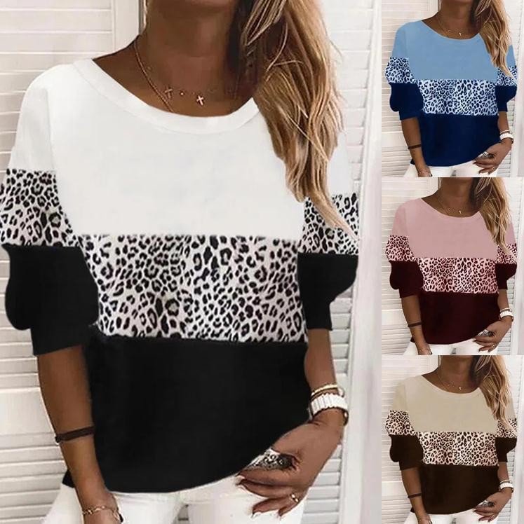 Long Sleeve Crewneck Striped Pullover Sweatshirt Loose Fit