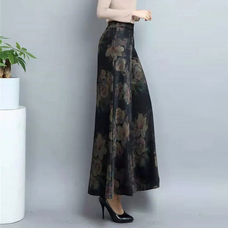 Women's High-Waist Mermaid Wide-Leg Skirt Pants Slimming Elegant