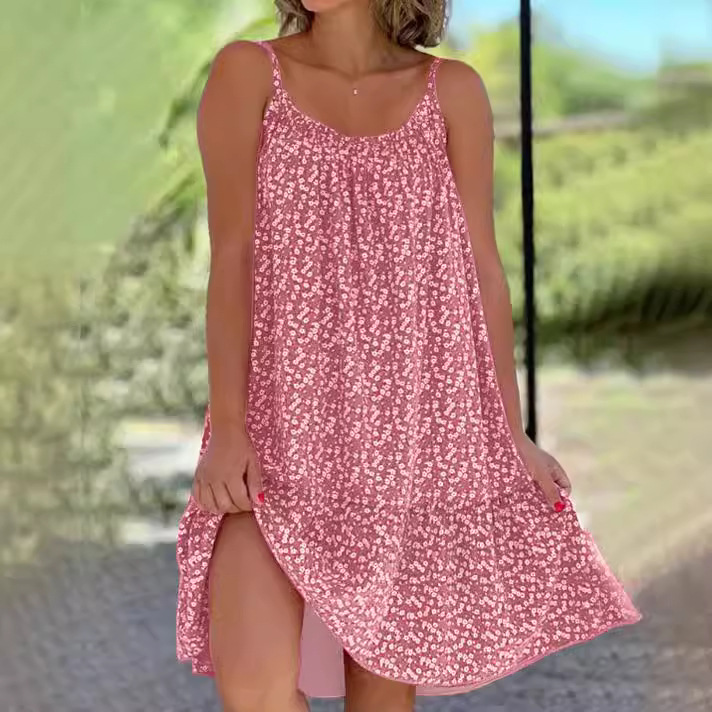 Floral Sleeveless Maxi Dress with U-Neck and Ruffle Detail