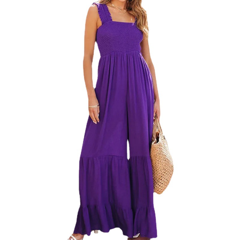 Women's High-Waist Sleeveless Jumpsuit with Straight-Leg Pants