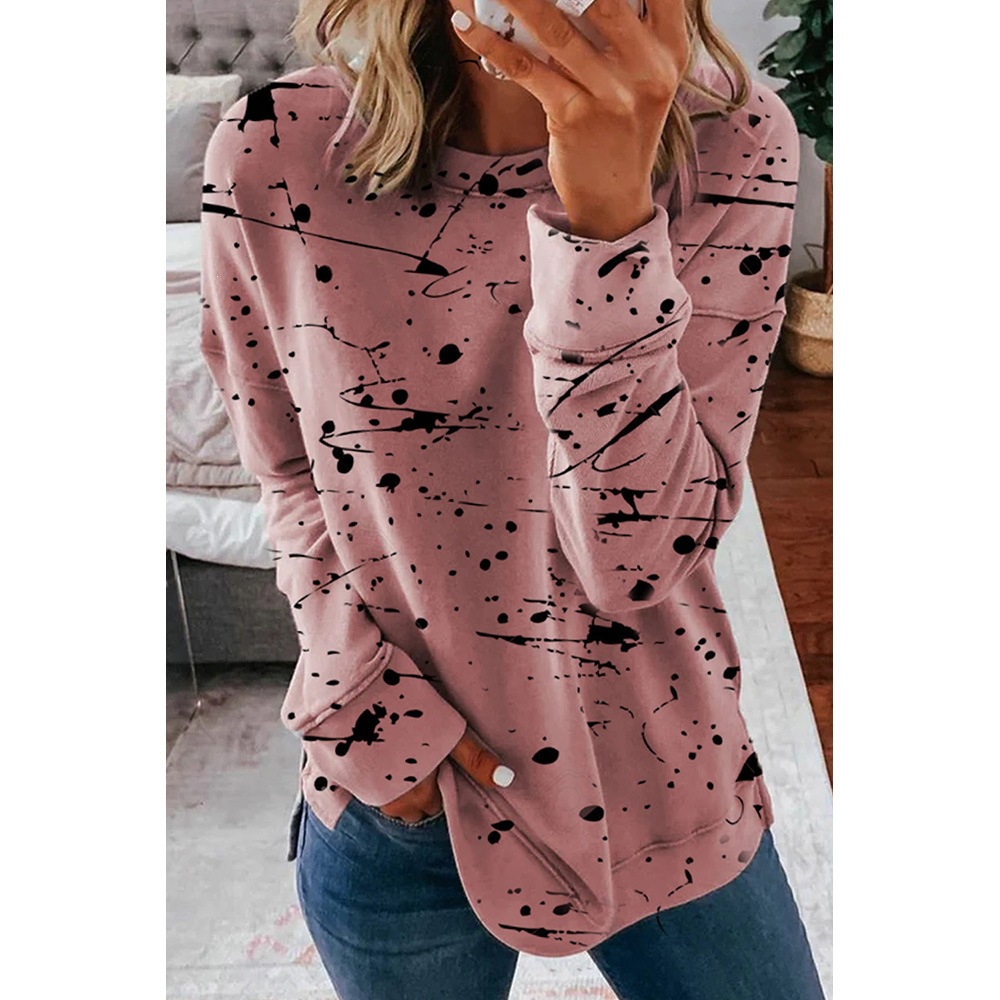 Women's Colorblock Crewneck Long-Sleeve Sweatshirt Loose Fit
