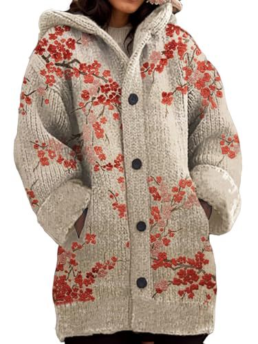 Women's Floral Print Button-Down Cardigan Sweater