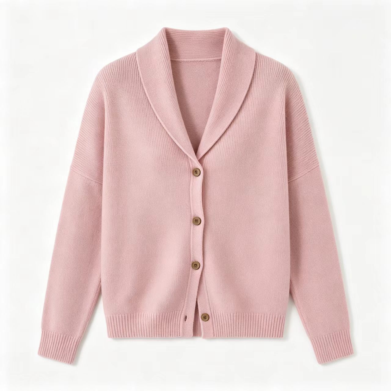Button-Up Knit Collared Cardigan Sweater Coat Solid Color Women's