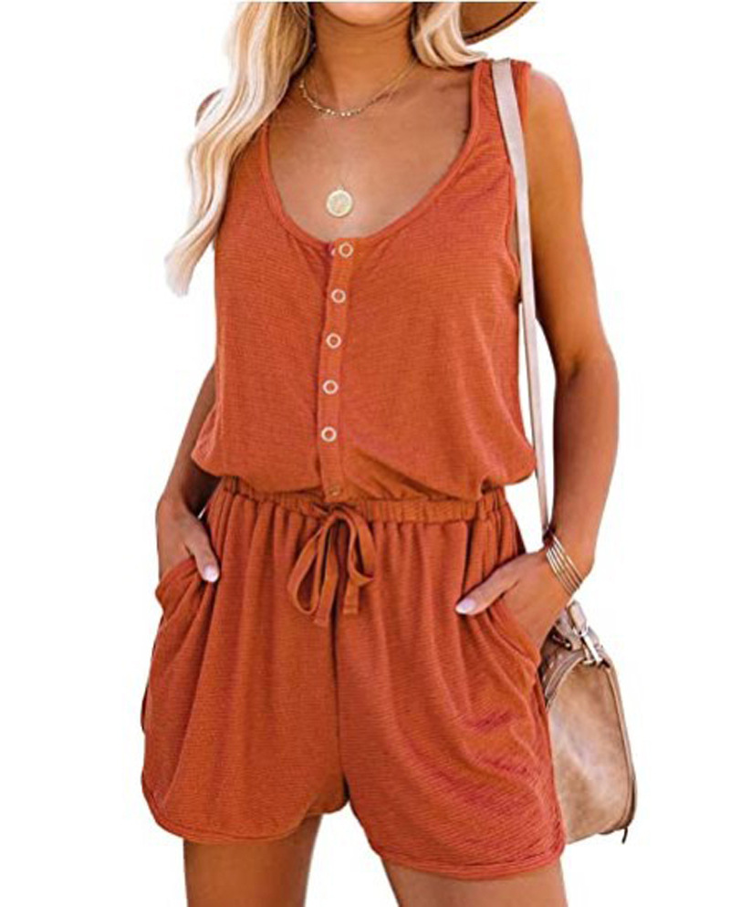 Women's Sleeveless Wide-Leg Romper with Tie Waist
