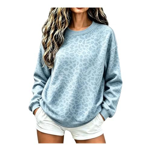 Leopard Polka Dot Print Crewneck Long Sleeve Pullover Sweatshirt