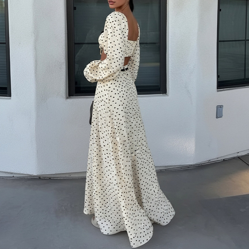 Women's Polka Dot Two-Piece Crop Top and Long Skirt Set
