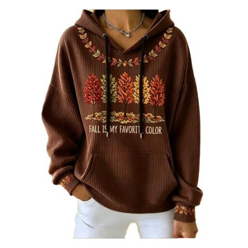 Women's Leaf Letter Print Casual Sweatshirt
