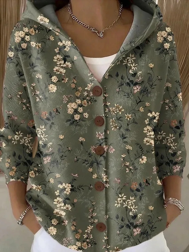 Women's Polka Dot Swirl Print Casual Hoodie