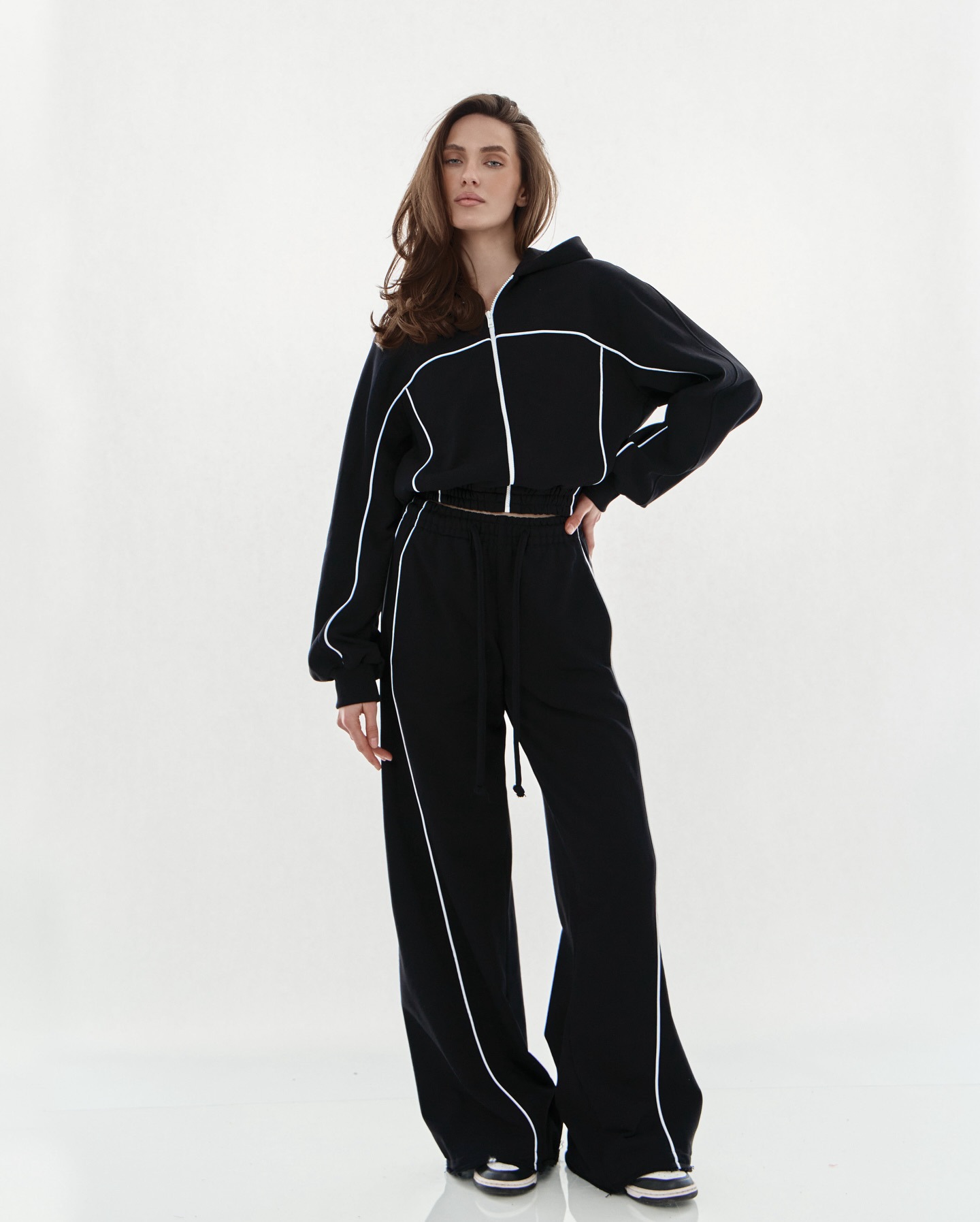 Women's Casual Hooded Zip Cardigan and Pants Two-Piece Set